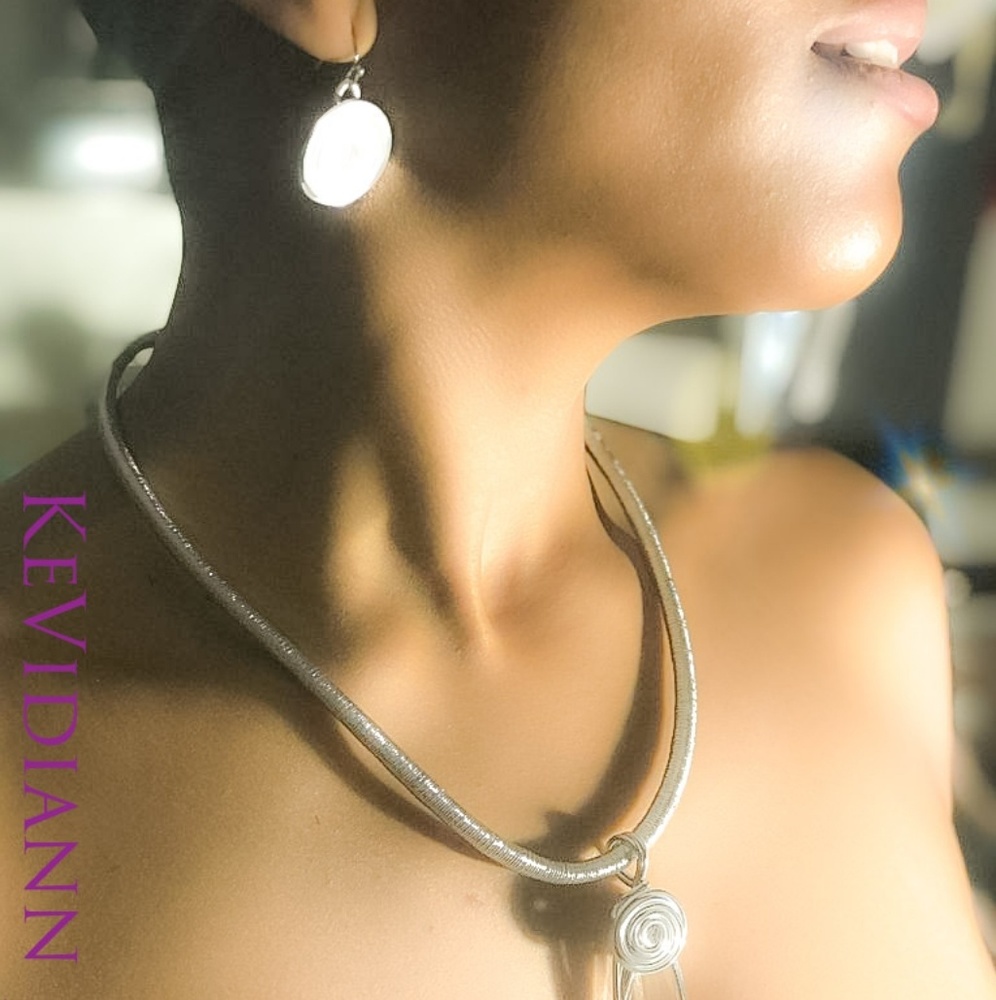Silver Rope Necklace with Crystal & Earrings - Picture 2 of 3